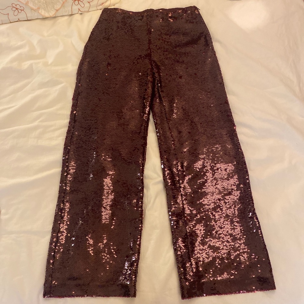 Ann Taylor Sequin Wide-leg Pants, Plum, Size 2!